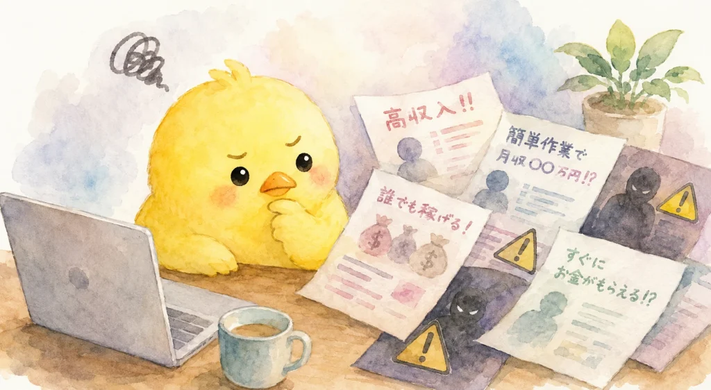 悩むひよこ