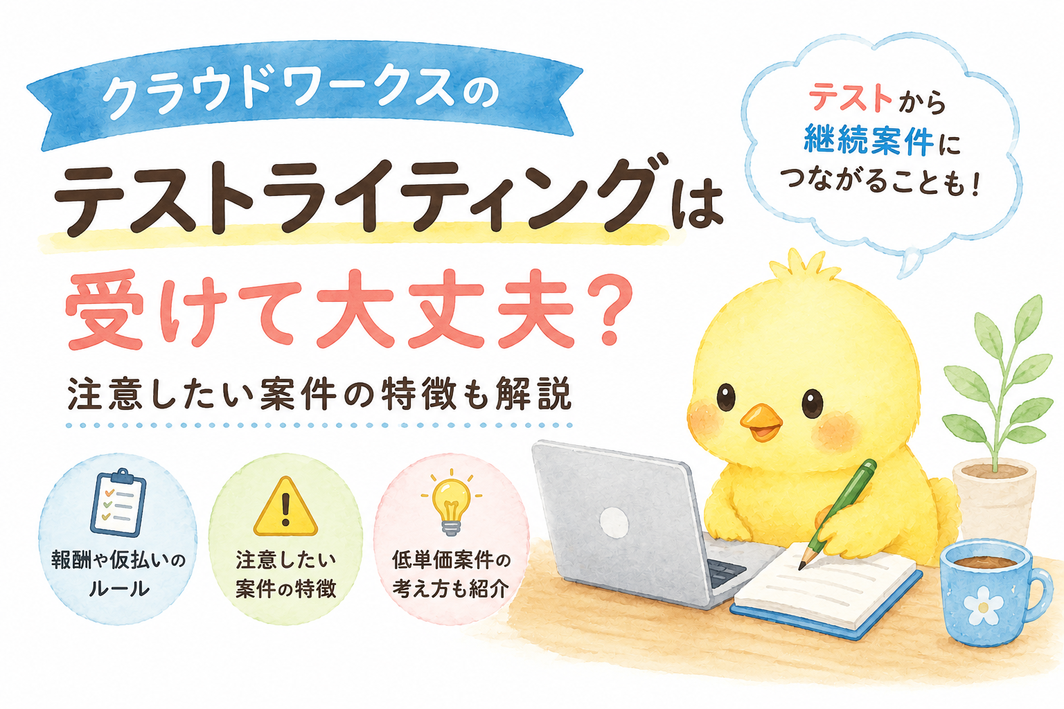 クラウドワークスのテストライティングは受けて大丈夫？注意したい案件の特徴も解説