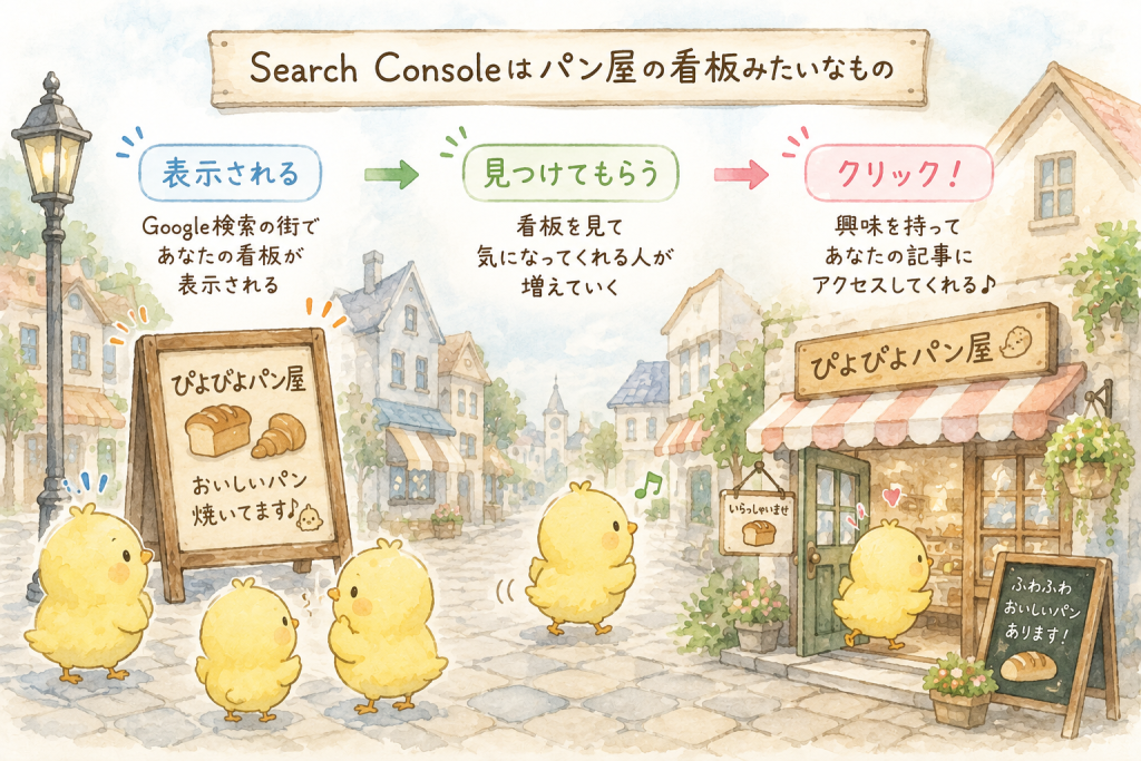 Search Consoleをパン屋に例えたイラスト